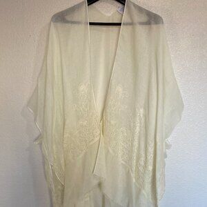 Women's Lace Layering Beach Cover-Up, S/M, White